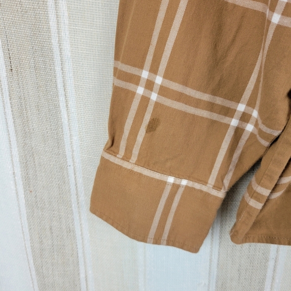 J. Crew 100% Cotton‎ Plaid Button Down Shirt Tan Brown Size Extra Large - Picture 2 of 8